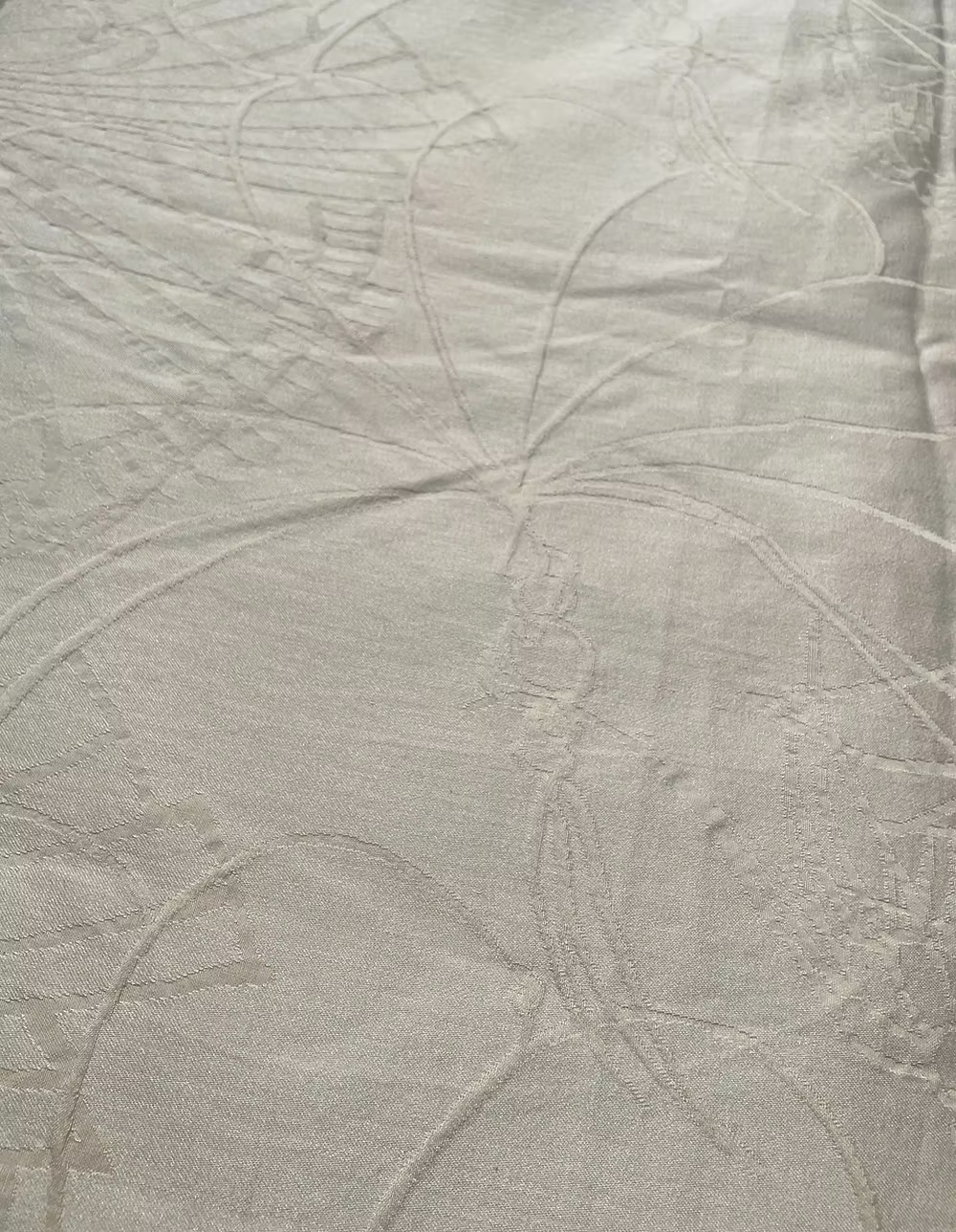 Ivory Cotton Jacquard with Florals and Fans