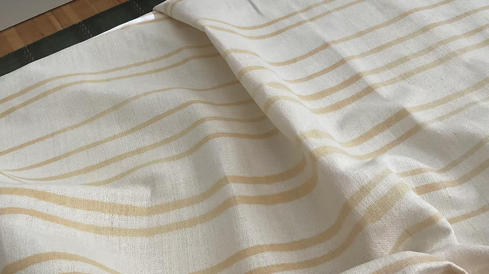 Caramel Stripe on Ivory Tussah Silk