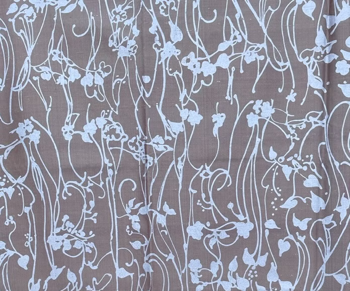 Silver Viney Leaves on backed Silver-Burgundy Silk Dupioni