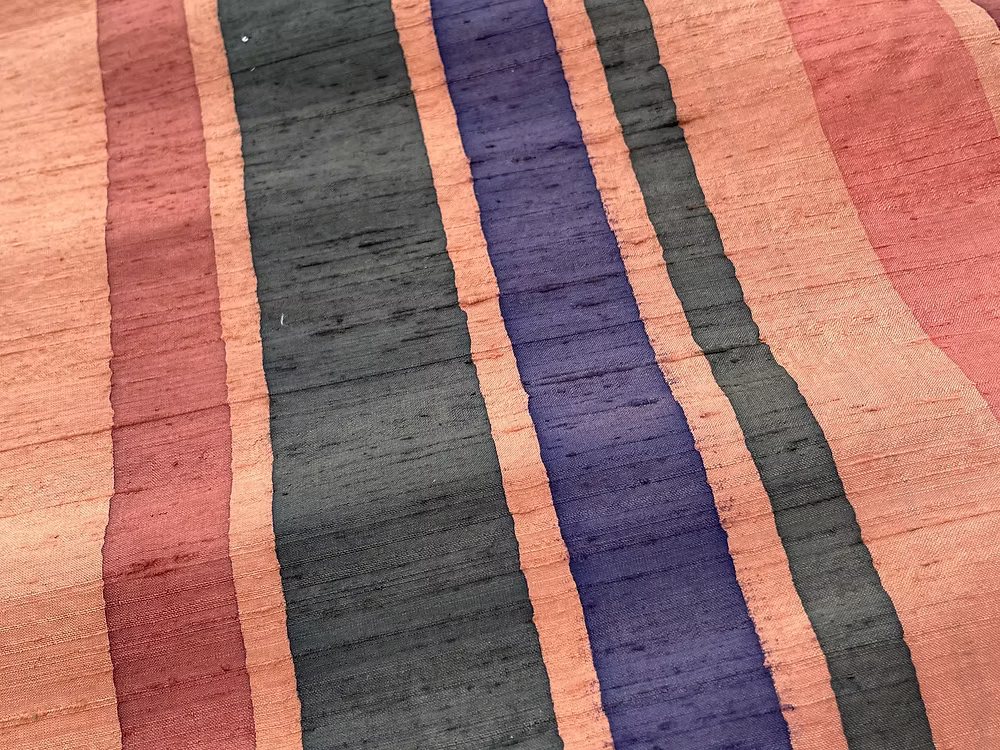 Multicolored Stripes on Copper Silk Dupioni