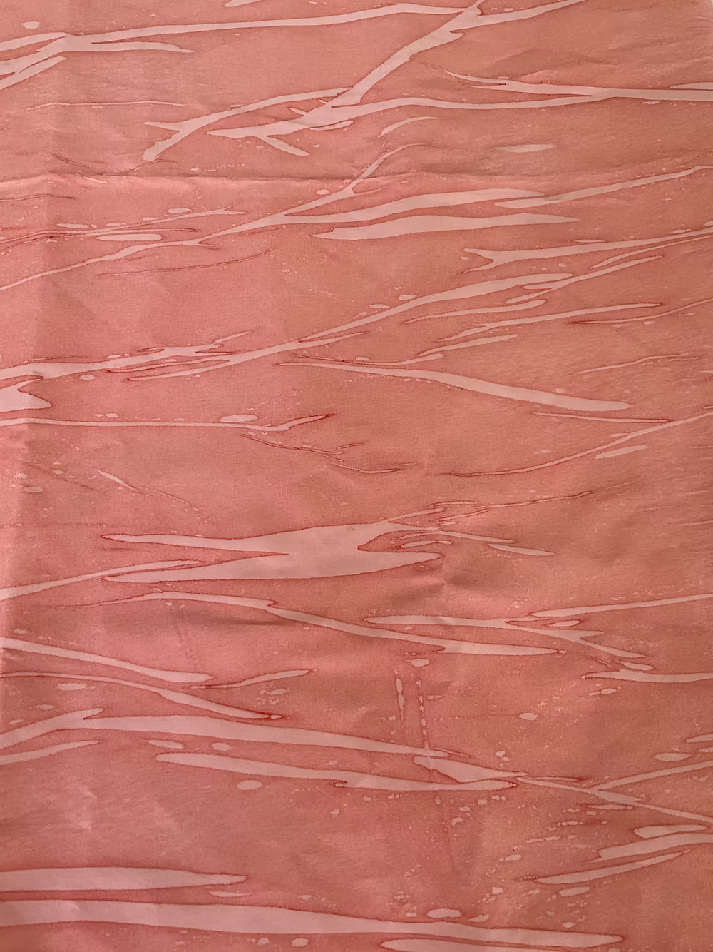 Coral Hand-Marbleized Cotton Sateen