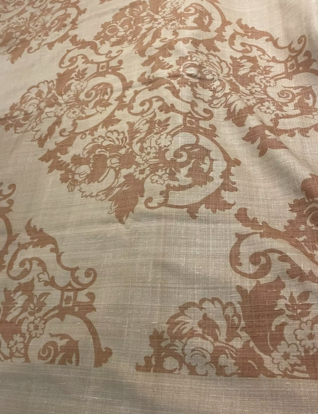 Fawn Baroque Floral on Tobacco Silk Linen Weave