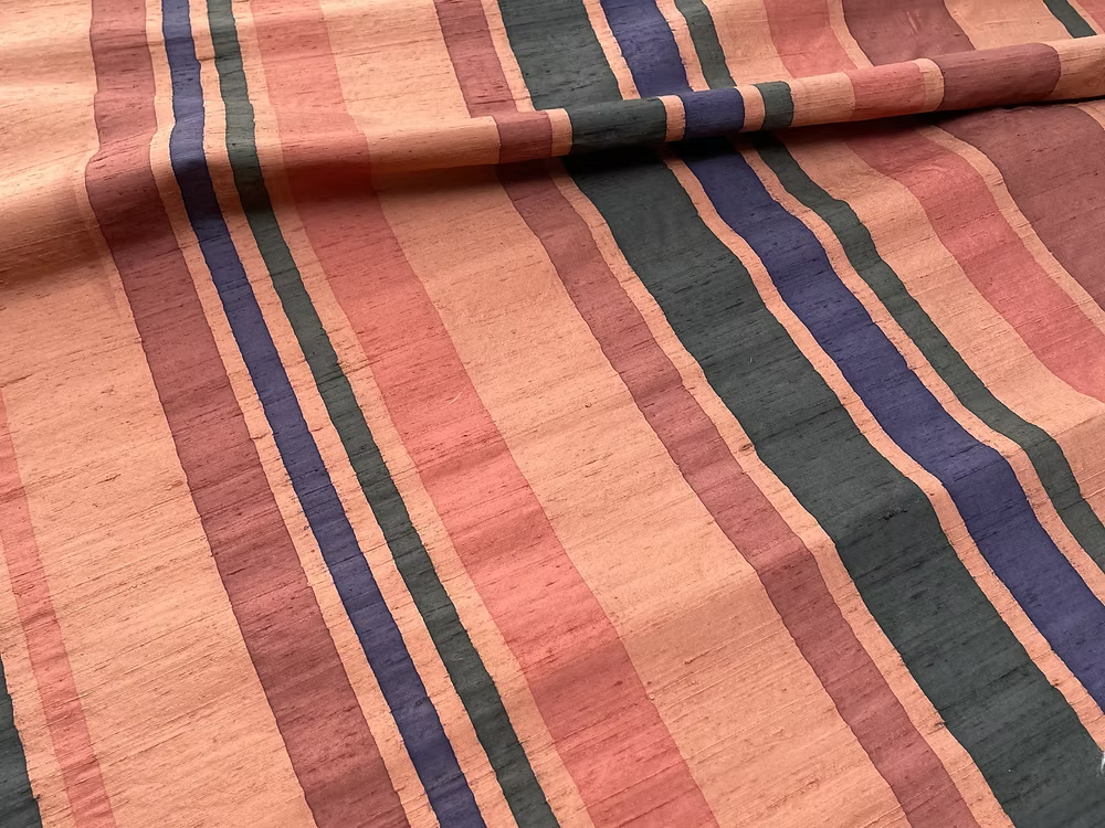 Multicolored Stripes on Copper Silk Dupioni