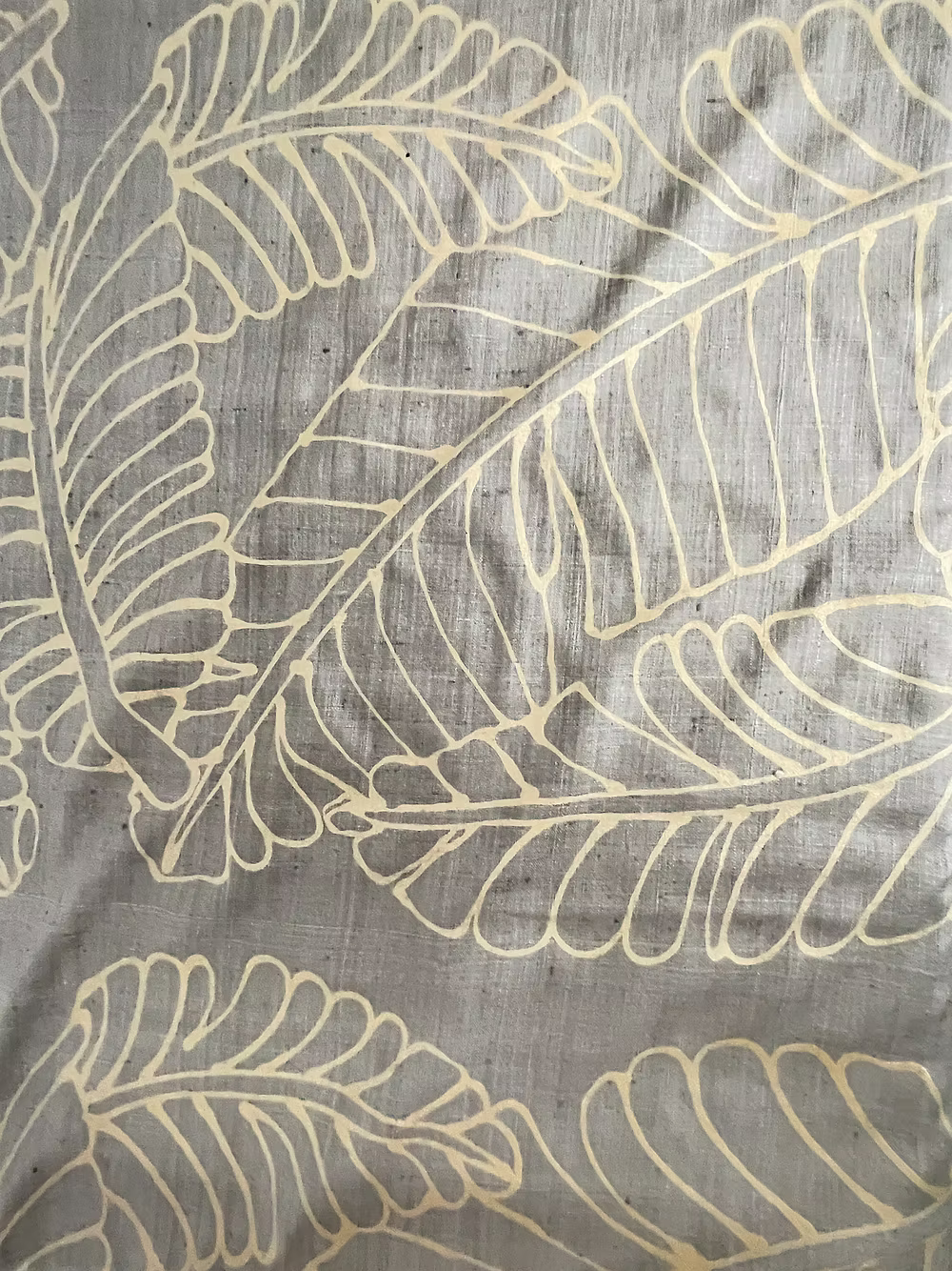 Small Gold Plantains on Bronze Silk Dupioni