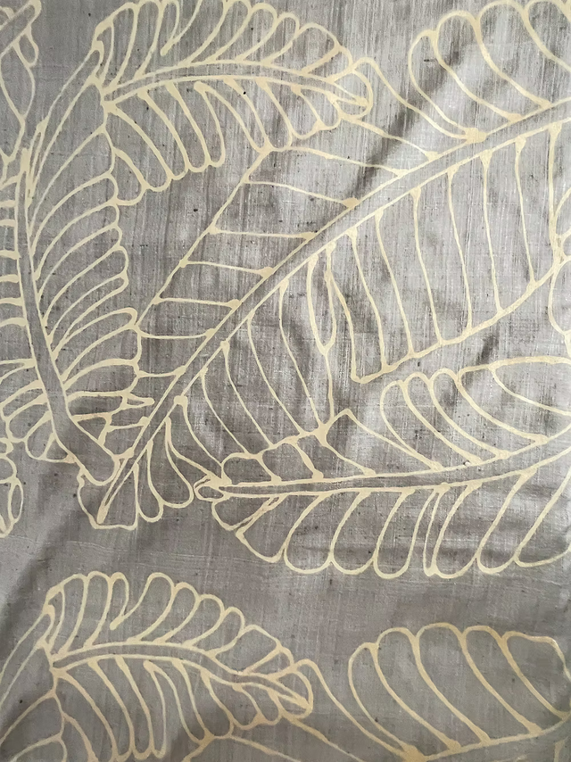 Small Gold Plantains on Bronze Silk Dupioni