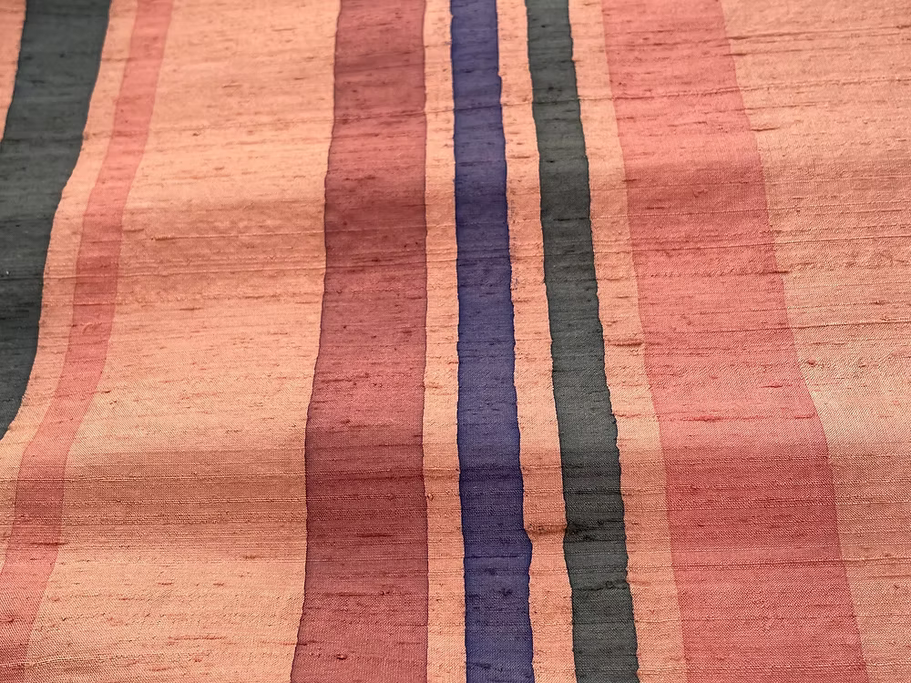 Multicolored Stripes on Copper Silk Dupioni