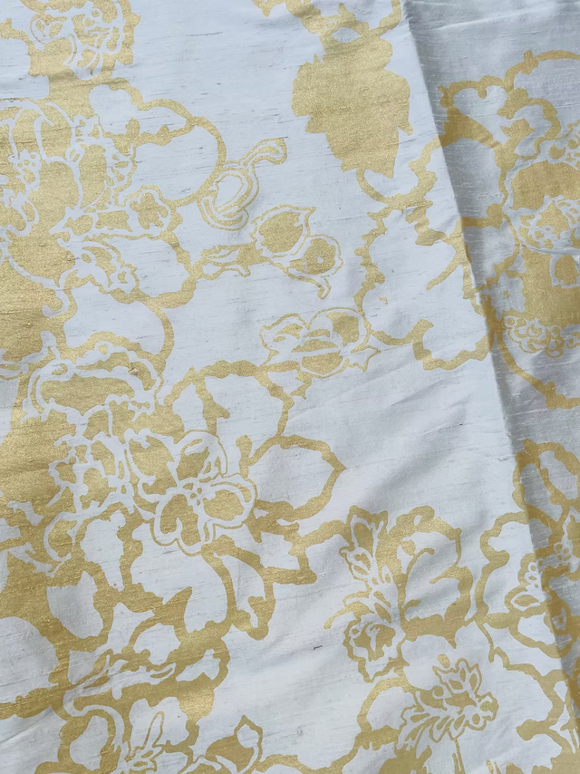 Gold Katrina on Ivory Silk Dupioni
