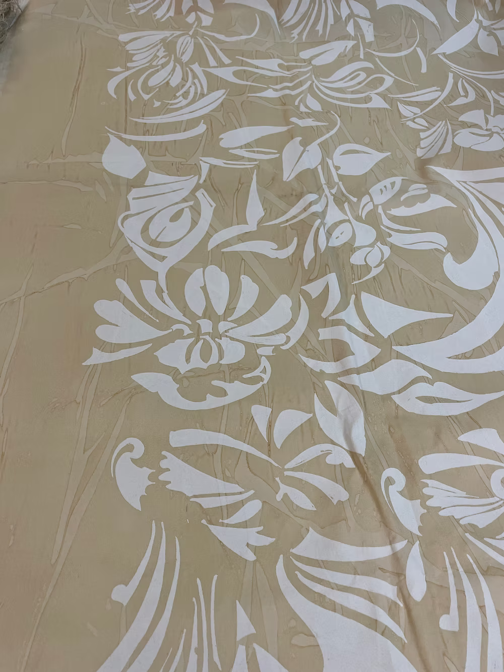 White Deca on Backed Beige Cotton