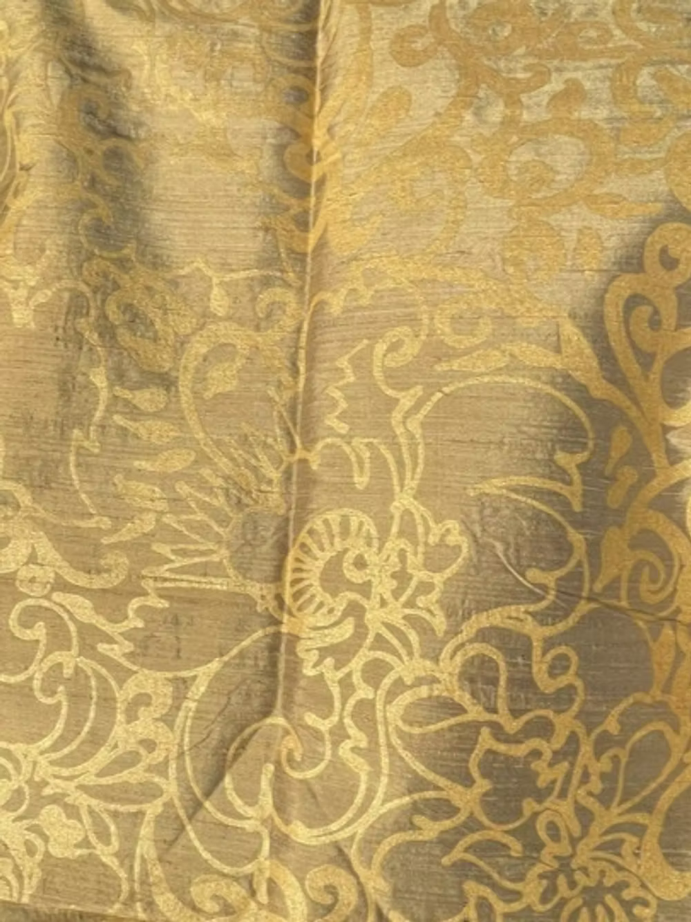 Gold Renaissance Floral on Golden-Olive Silk Dupioni