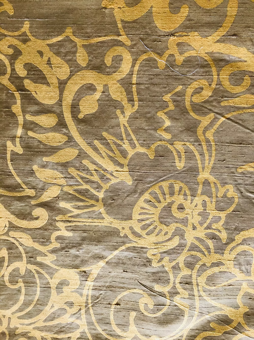 Gold Renaissance Floral on Golden-Olive Silk Dupioni