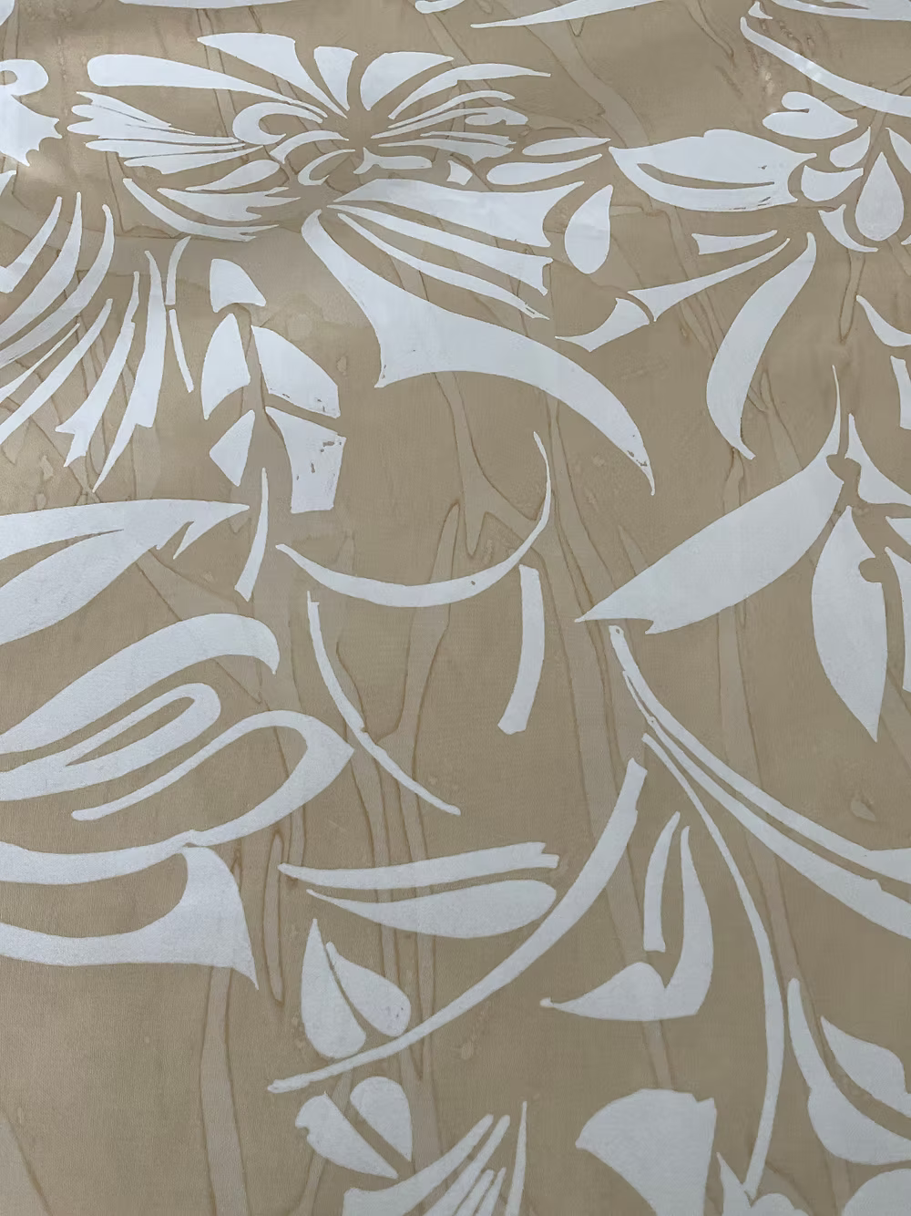 White Deca on Backed Beige Cotton