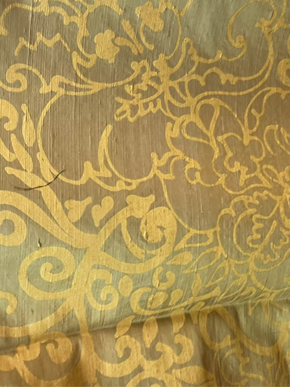 Gold Renaissance Floral on Golden-Olive Silk Dupioni