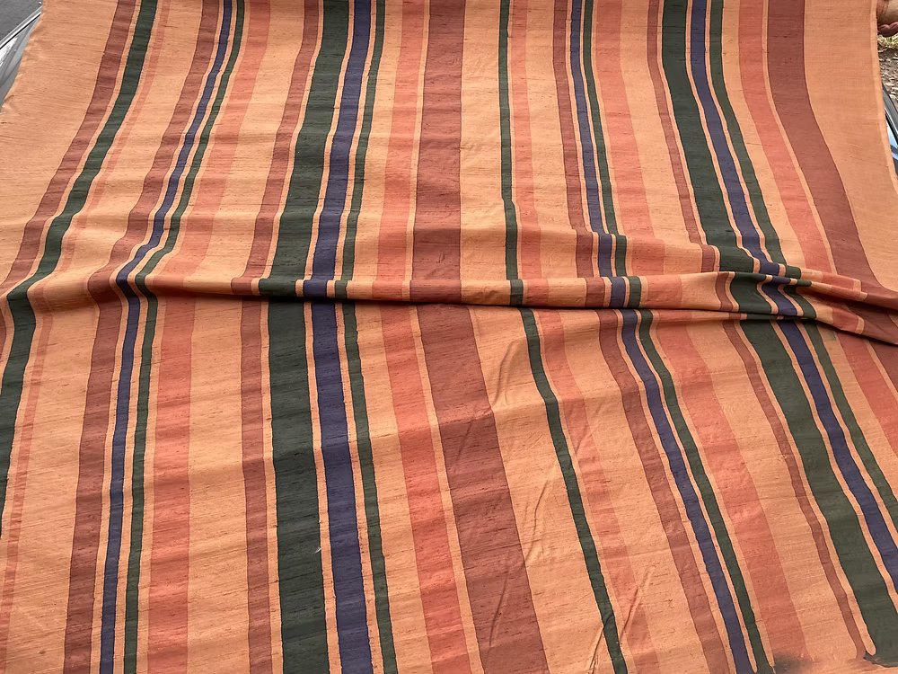 Multicolored Stripes on Copper Silk Dupioni