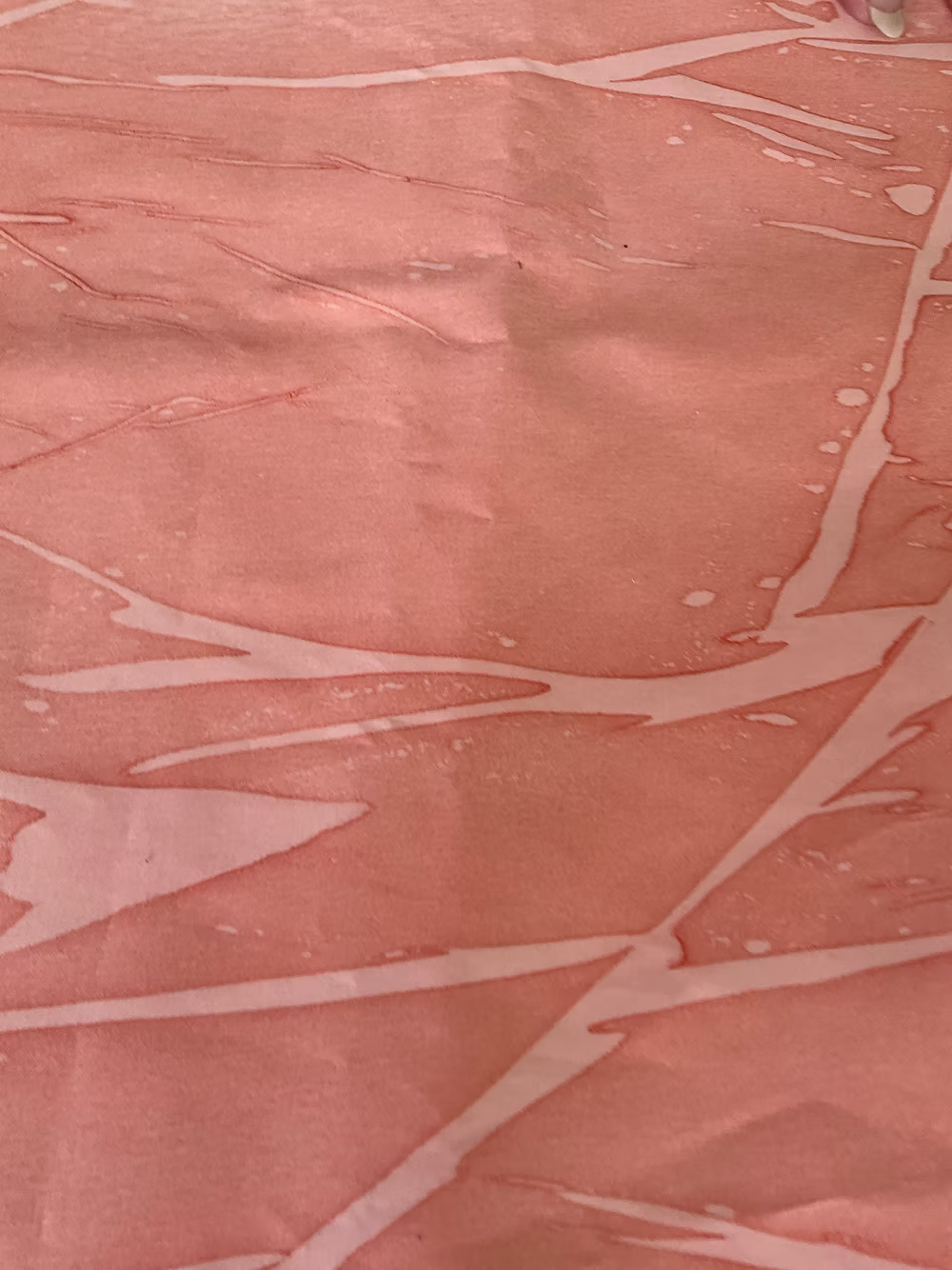 Coral Hand-Marbleized Cotton Sateen