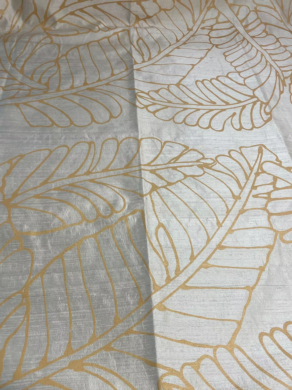 Large Gold Plantains on backed Ivory Silk Dupioni