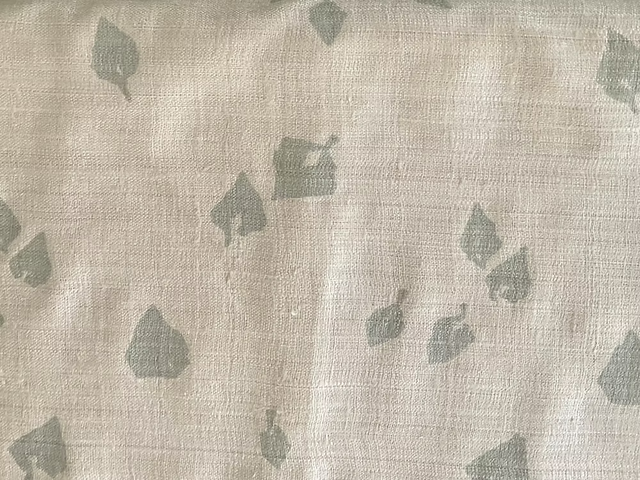 Taupe Leaves on Sand Silk Linen Weave