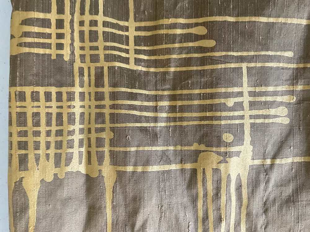 Gold Mondrian on Bronze Silk Dupioni