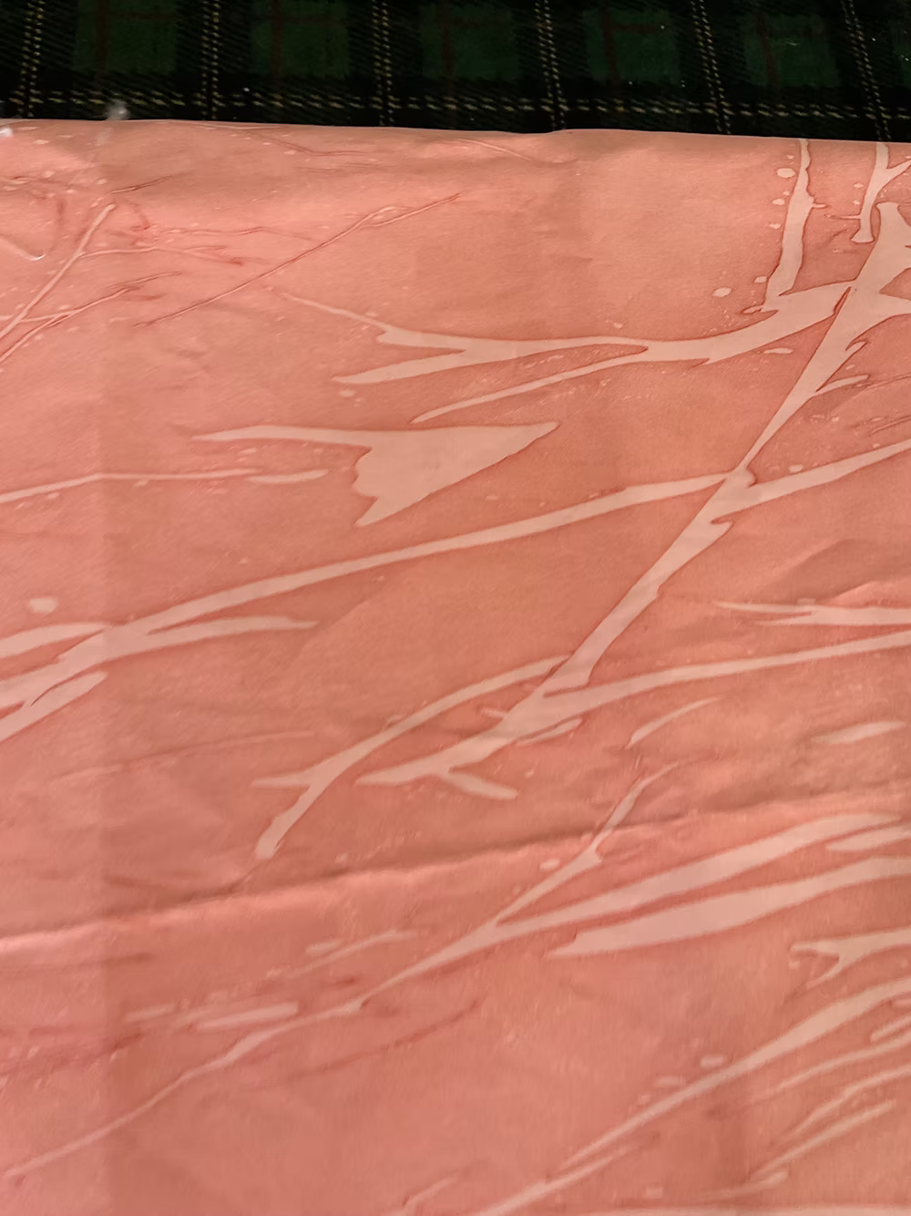 Coral Hand-Marbleized Cotton Sateen