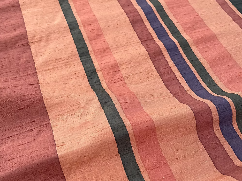 Multicolored Stripes on Copper Silk Dupioni