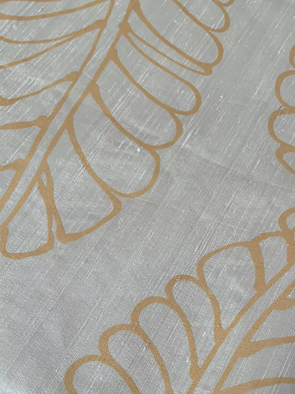 Large Gold Plantains on backed Ivory Silk Dupioni