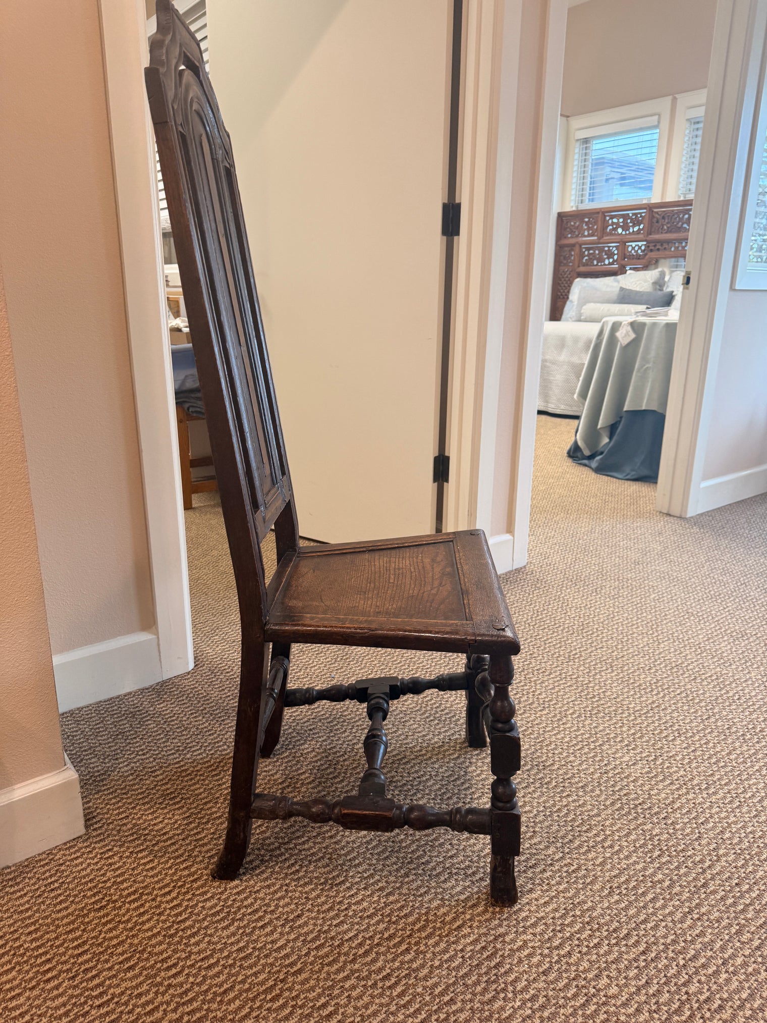 Late 17th Century English Oak High Back Chair, William and Mary Period