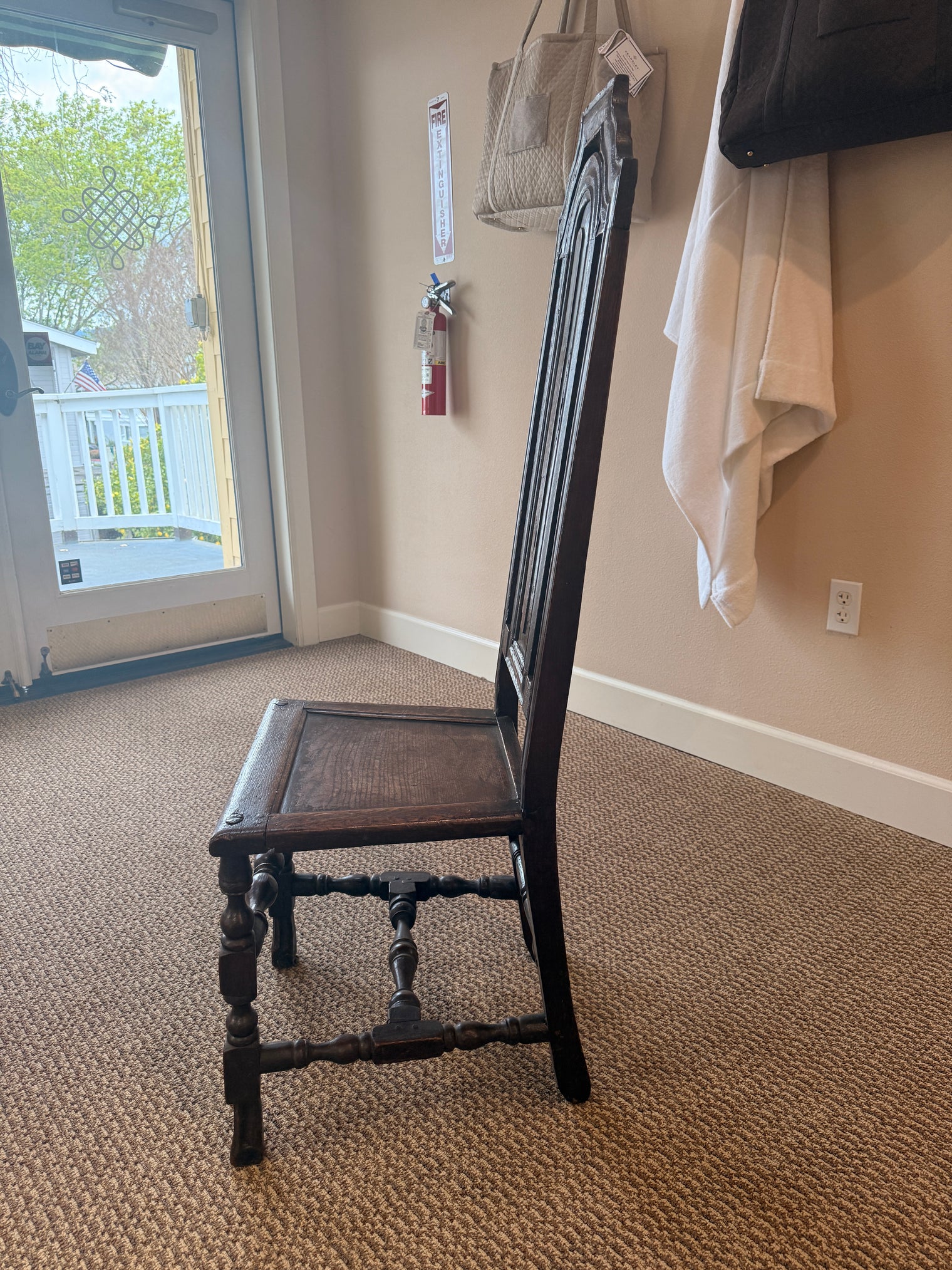 Late 17th Century English Oak High Back Chair, William and Mary Period