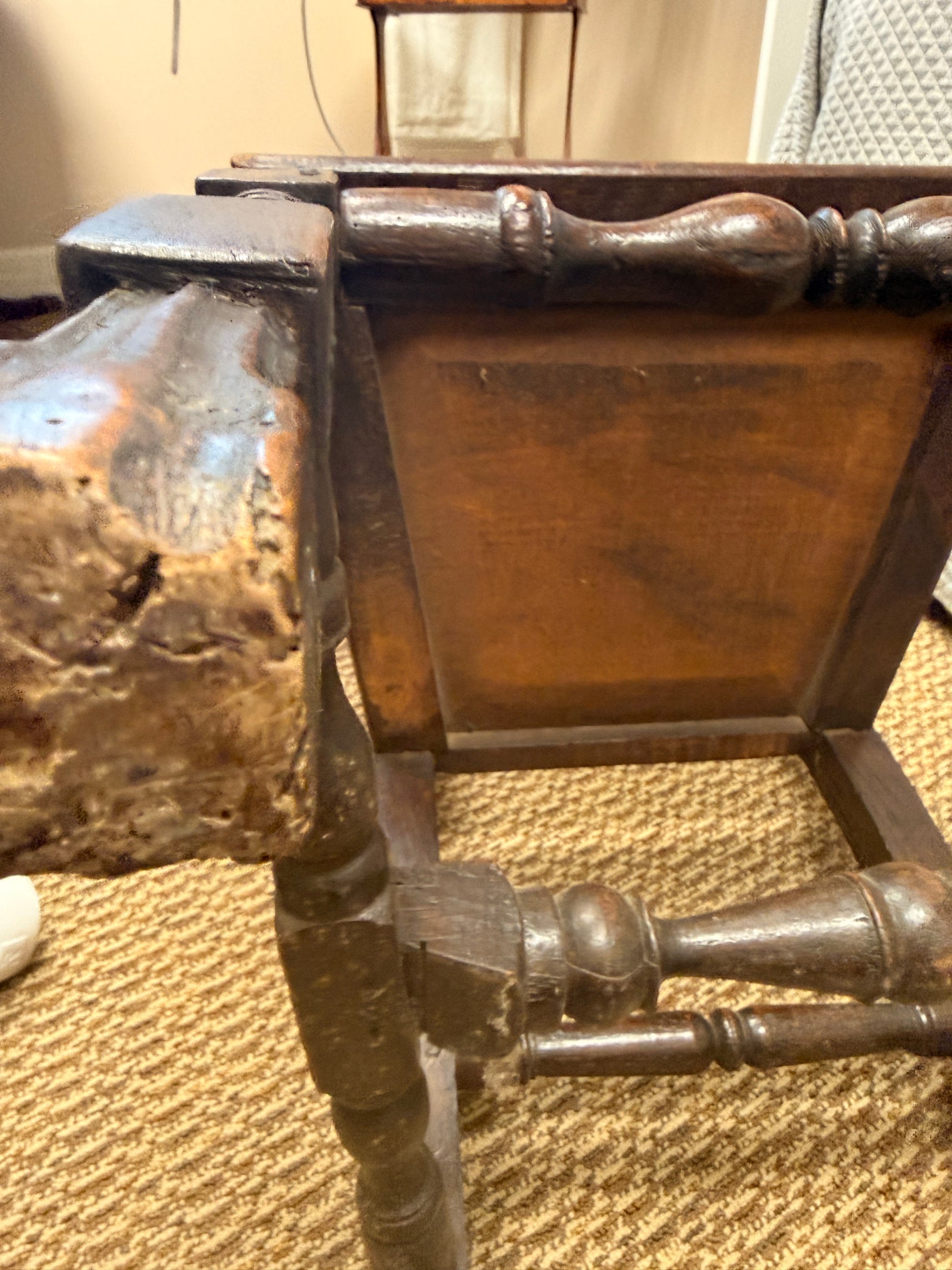 Late 17th Century English Oak High Back Chair, William and Mary Period