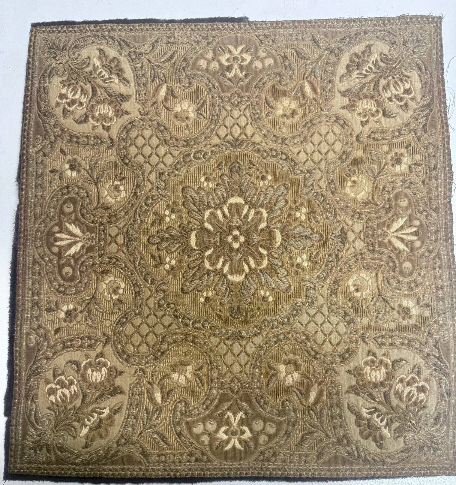 18th Century French Silk and Silver-Gilt Lampas Fire Screen Panel Lyon, Circa 1760 to 1780