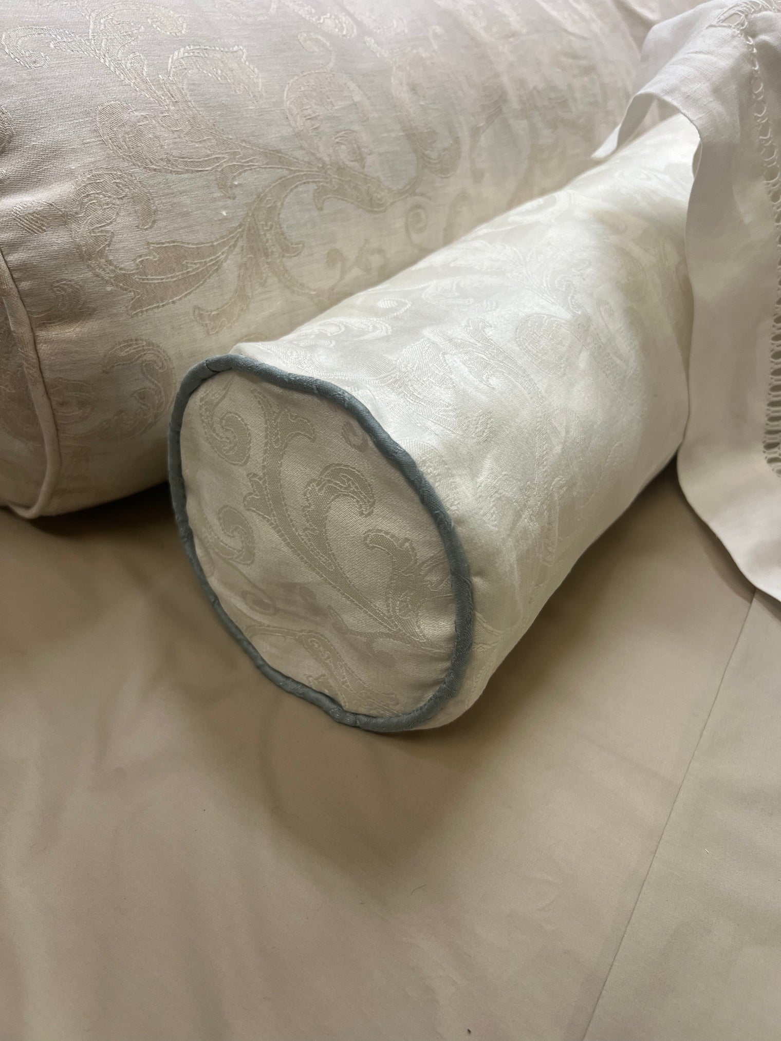 Cynthia Scroll Linen Bolster