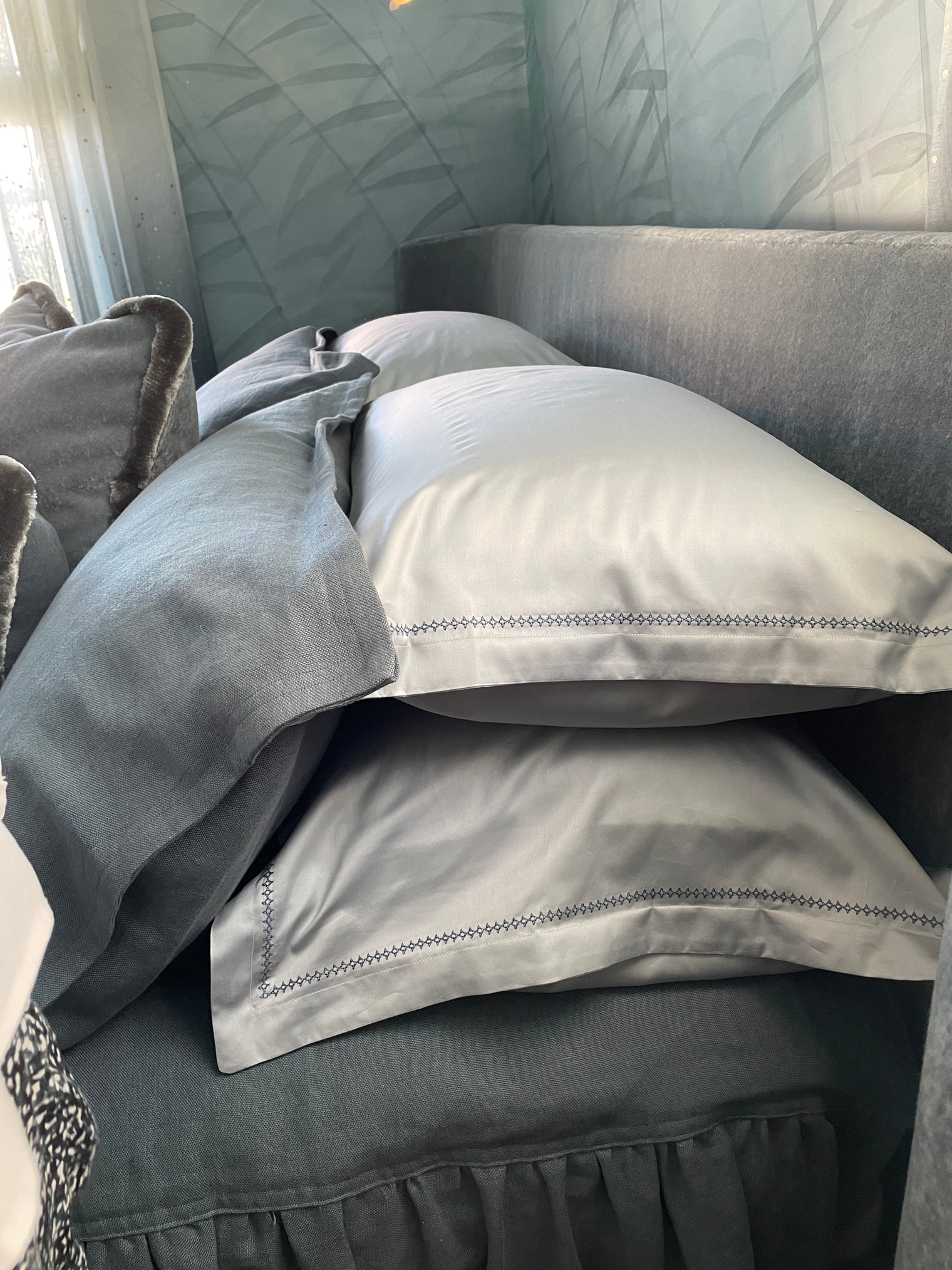 Set of 2 Kearsley Stella embroidered Essentials Sateen Euro Shams
