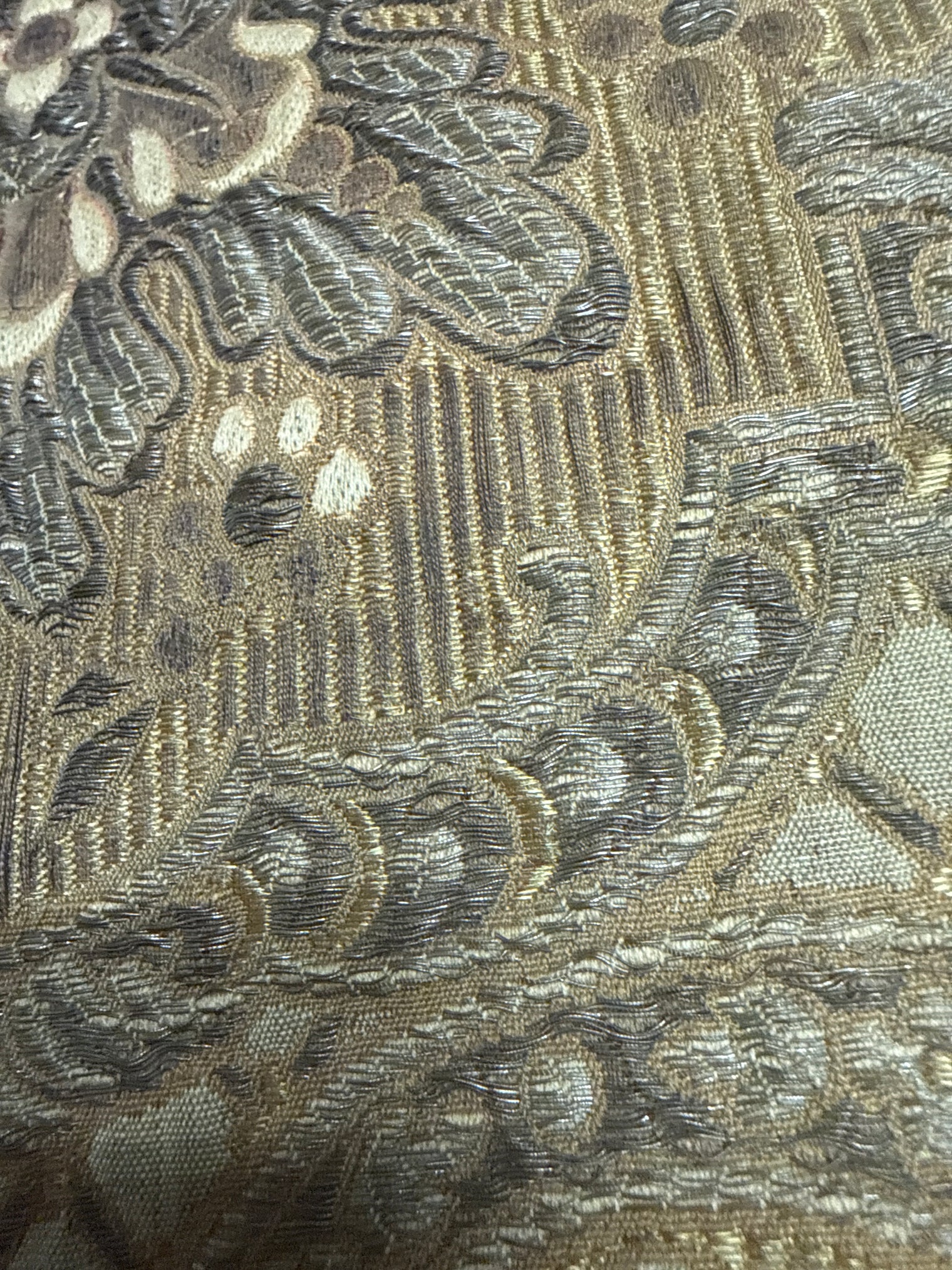 18th Century French Silk and Silver-Gilt Lampas Fire Screen Panel Lyon, Circa 1760 to 1780