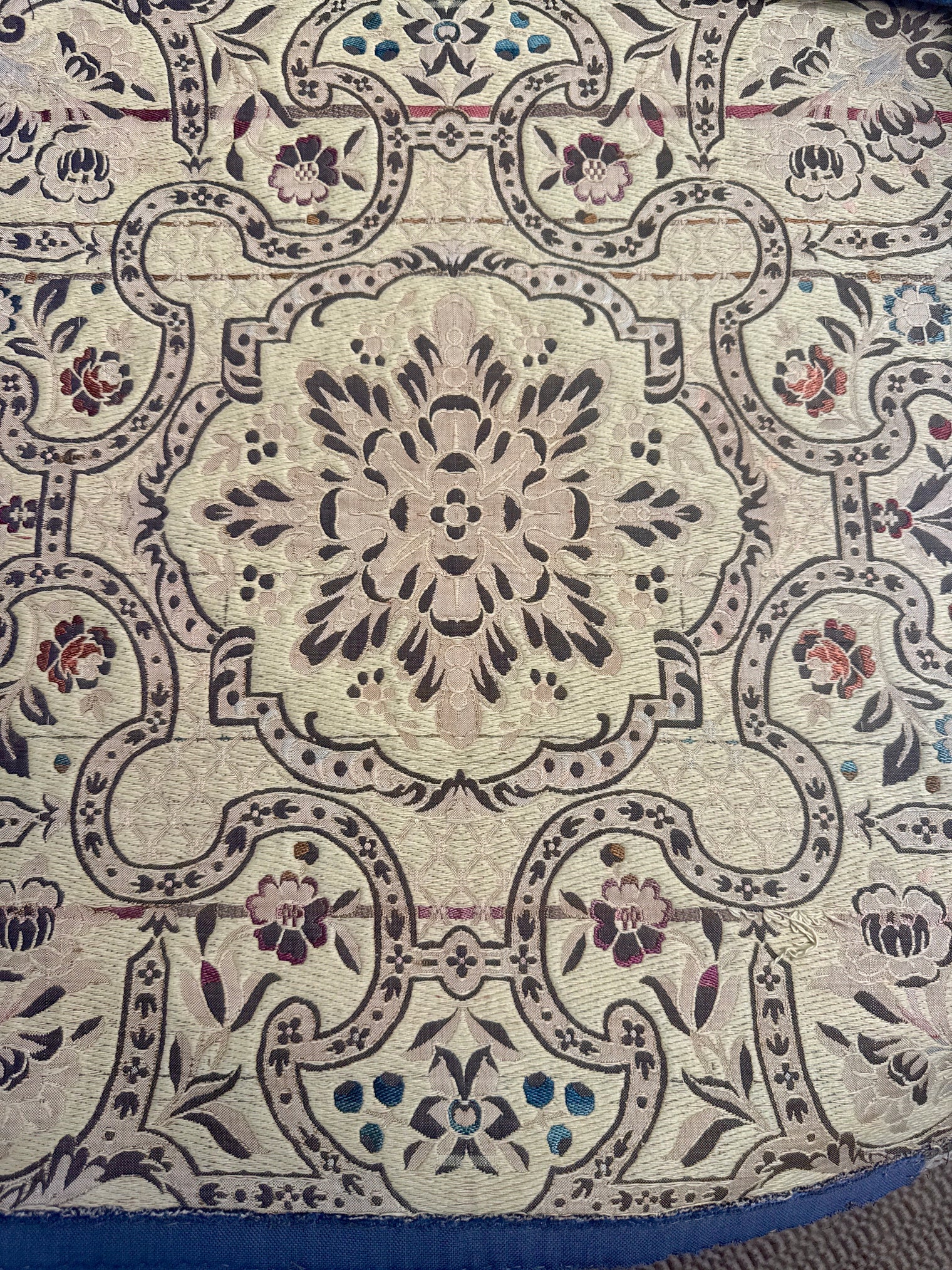 18th Century French Silk and Silver-Gilt Lampas Fire Screen Panel Lyon, Circa 1760 to 1780