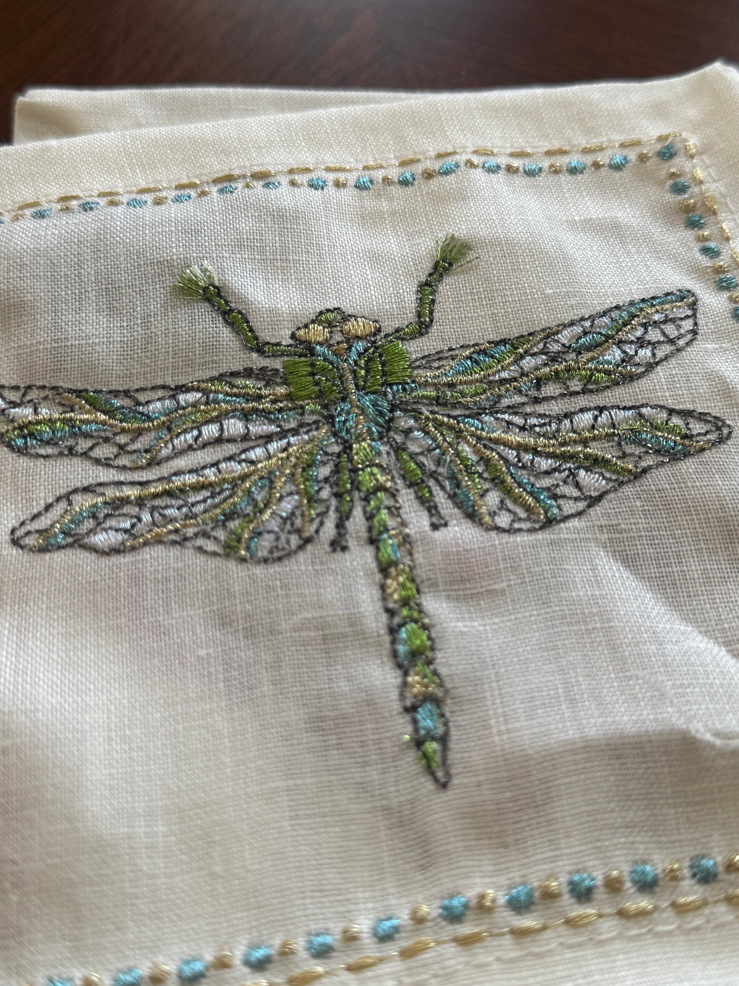 Kim Seybert Garden Party Cocktail Napkins in White & Multi, Set of 6 in a Gift Box