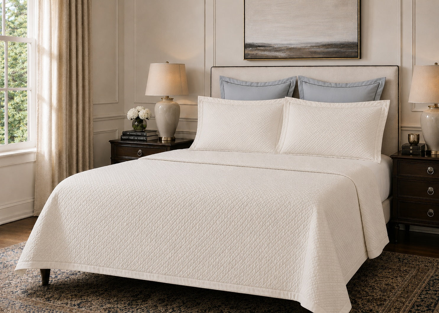 Kearsley Art Deco Matelassé Pillow Shams - Available in Sale
