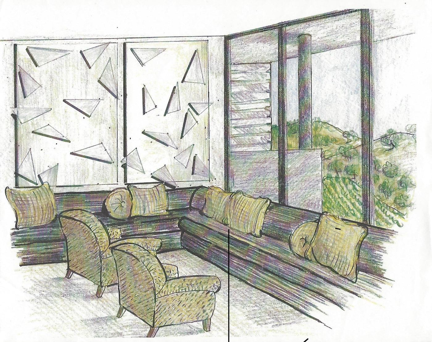 Kearsley Home & Design Conceptual Sketch for Napa Valley Private Estate Client Residence.