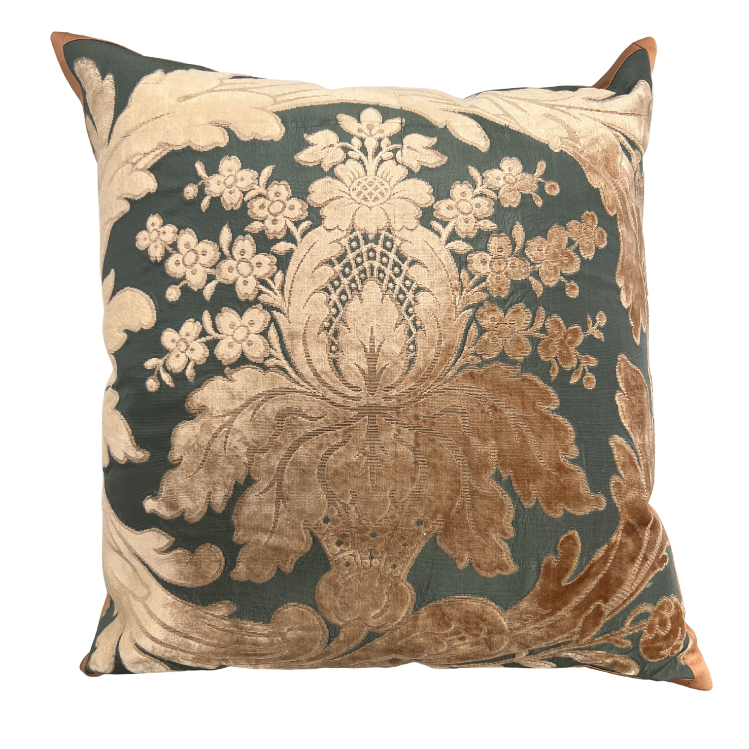 1880 Paris Silk & Velvet Panel Pillows | Olive, Cognac & Cream | 20 inch