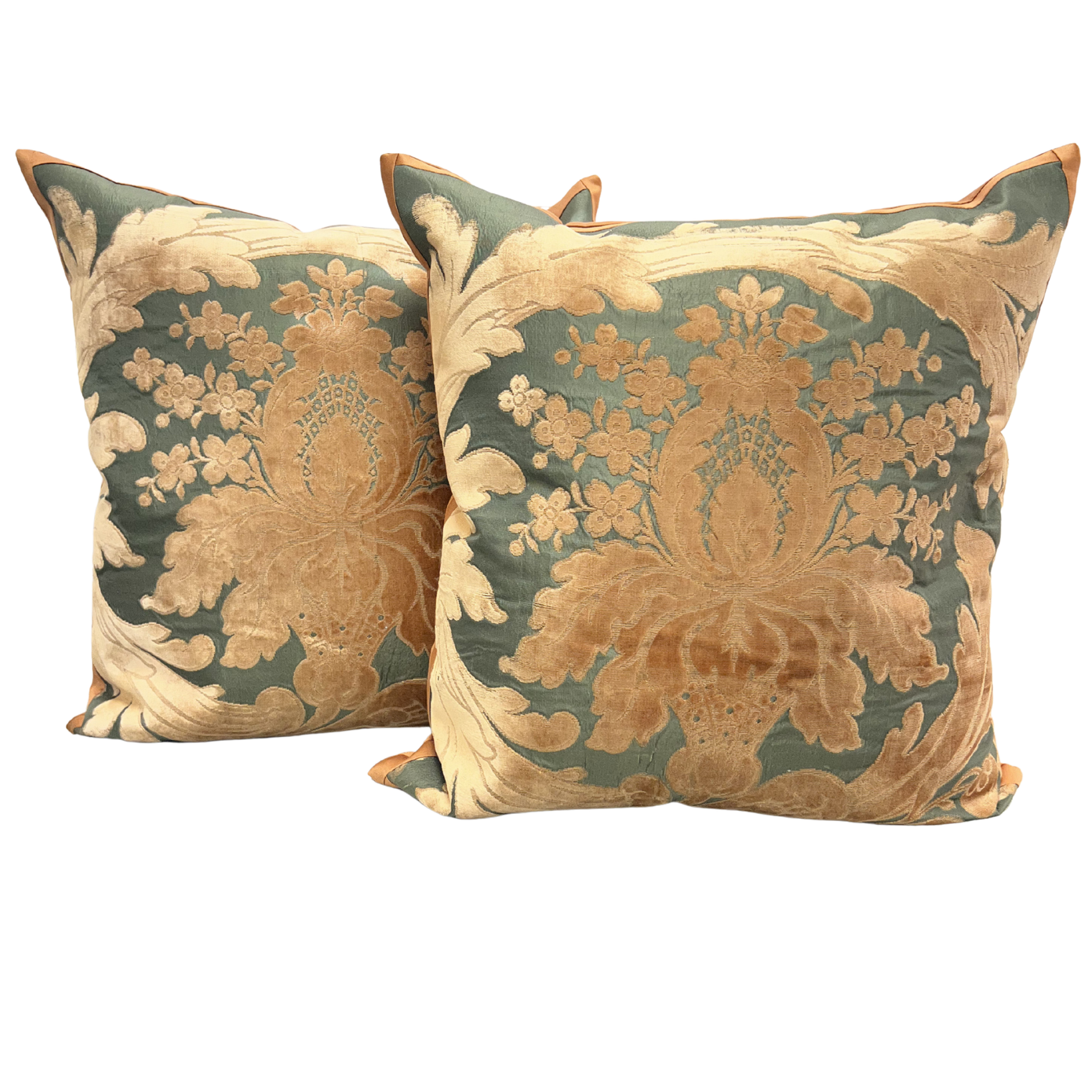 1880 Paris Silk & Velvet Panel Pillows | Olive, Cognac & Cream | 20 inch