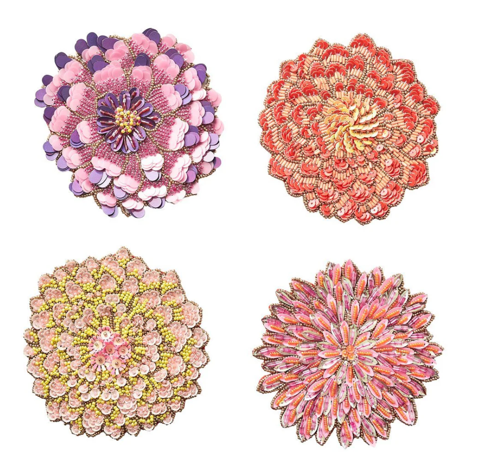 Kim Seybert Dahlia Drink Coasters, Set of 4 in a Gift Bag