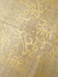 Gold Renaissance Floral on Sand Silk Linen Weave