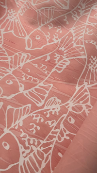 White Ginza Babies on Marbleized Peach Cotton Sateen