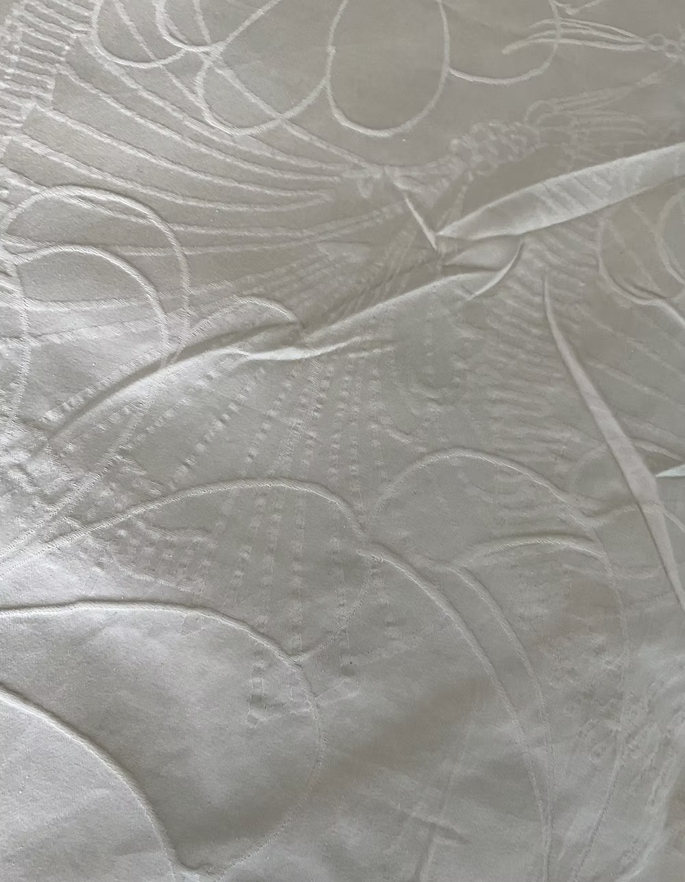 Ivory Cotton Jacquard with Florals and Fans