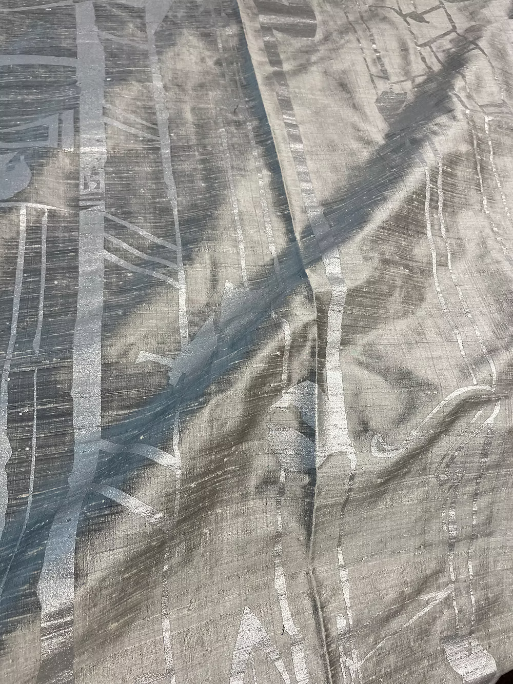 Silver Treillage on Silver Silk Dupioni