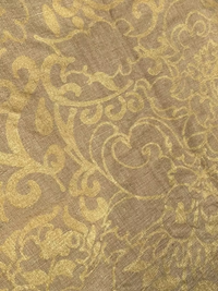 Gold Renaissance Floral on Sand Silk Linen Weave