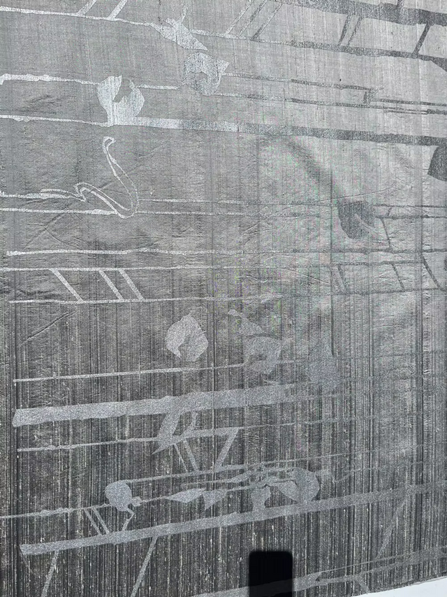 Silver Treillage on Silver Silk Dupioni