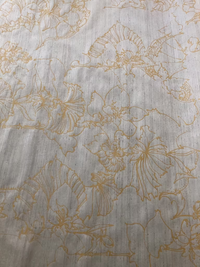 Gold Lotus Pods on backed peppered Cream Tussah Silk