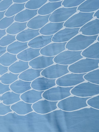White Scales on French Blue Marbleized Cotton Sateen