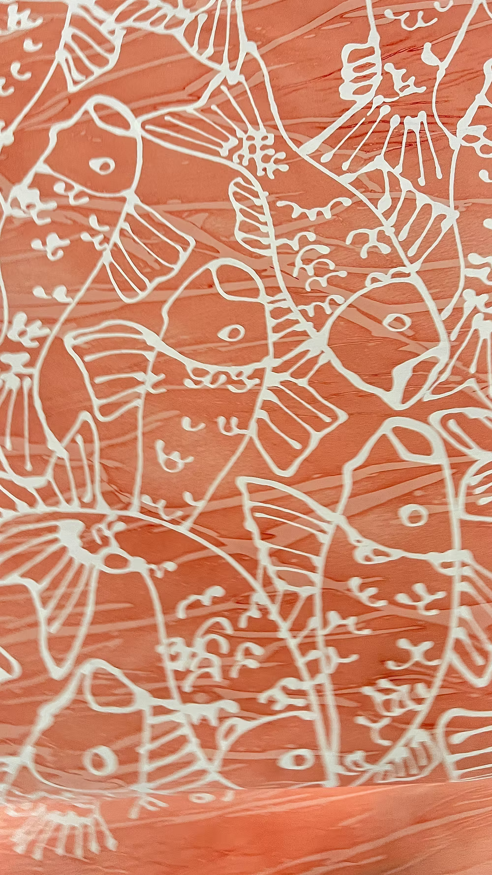 White Ginza Babies on Marbleized Peach Cotton Sateen