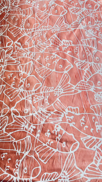 White Ginza Babies on Marbleized Peach Cotton Sateen