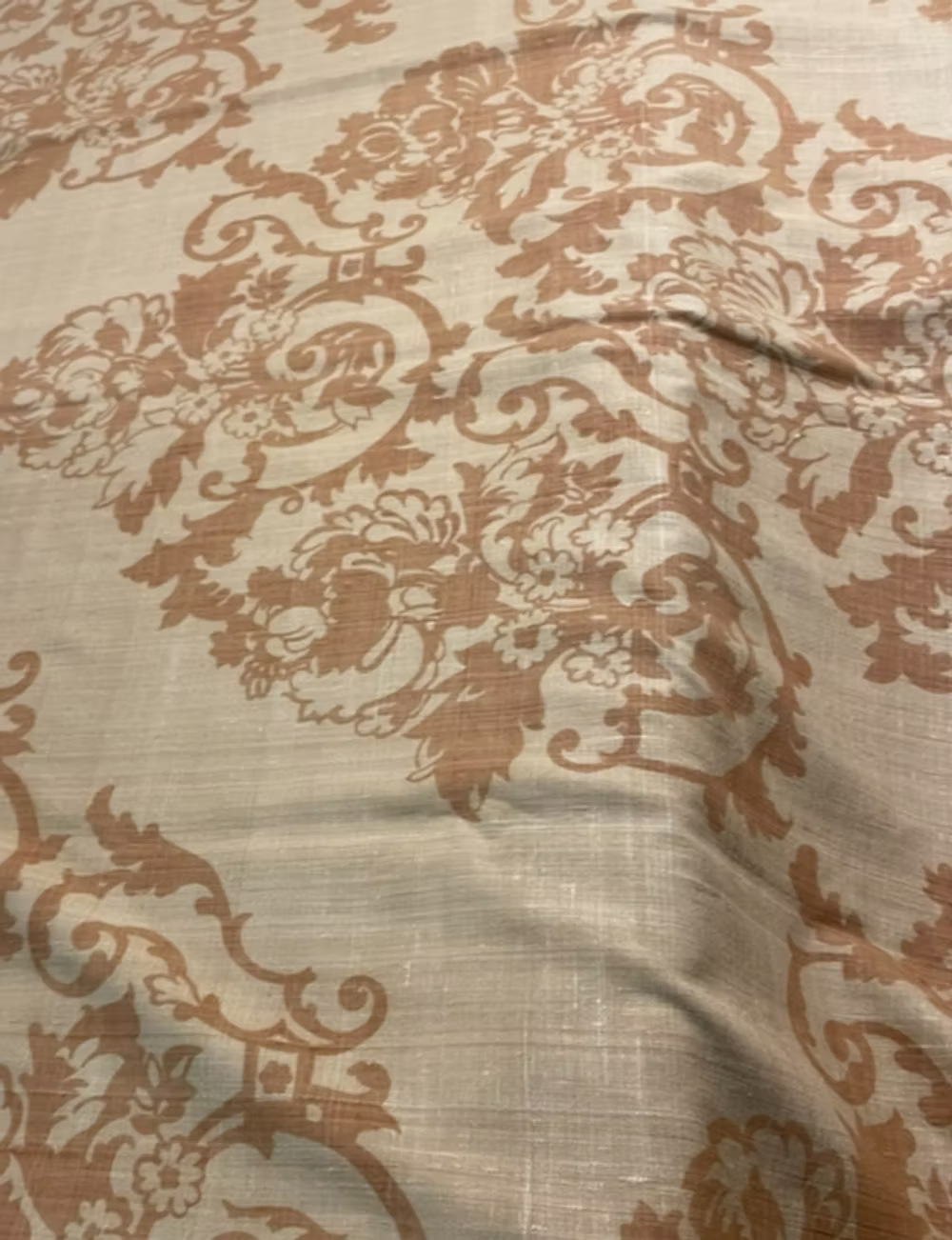 Fawn Baroque Floral on Tobacco Silk Linen Weave