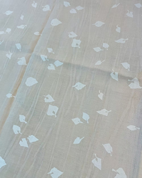 Pearl Ink Leaves on Lt Taupe Hand-Marbleized Linen